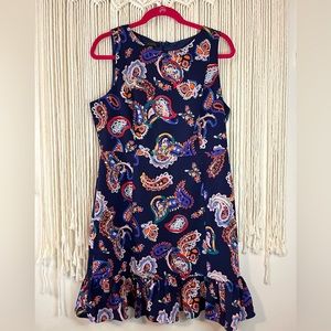 Women’s Sz 12 Navy Paisley Dress by Metaphor EUC